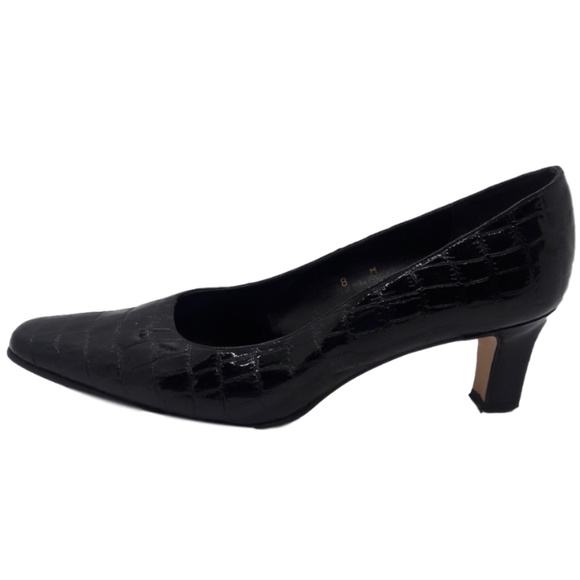 Vintage Etienne Aigner Croc Print Square toe Heels - Picture 1 of 8